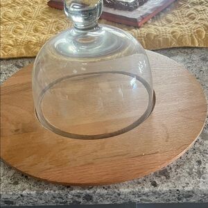 Clear Glass Cloche with Natural Wood Base - Clear and Natural